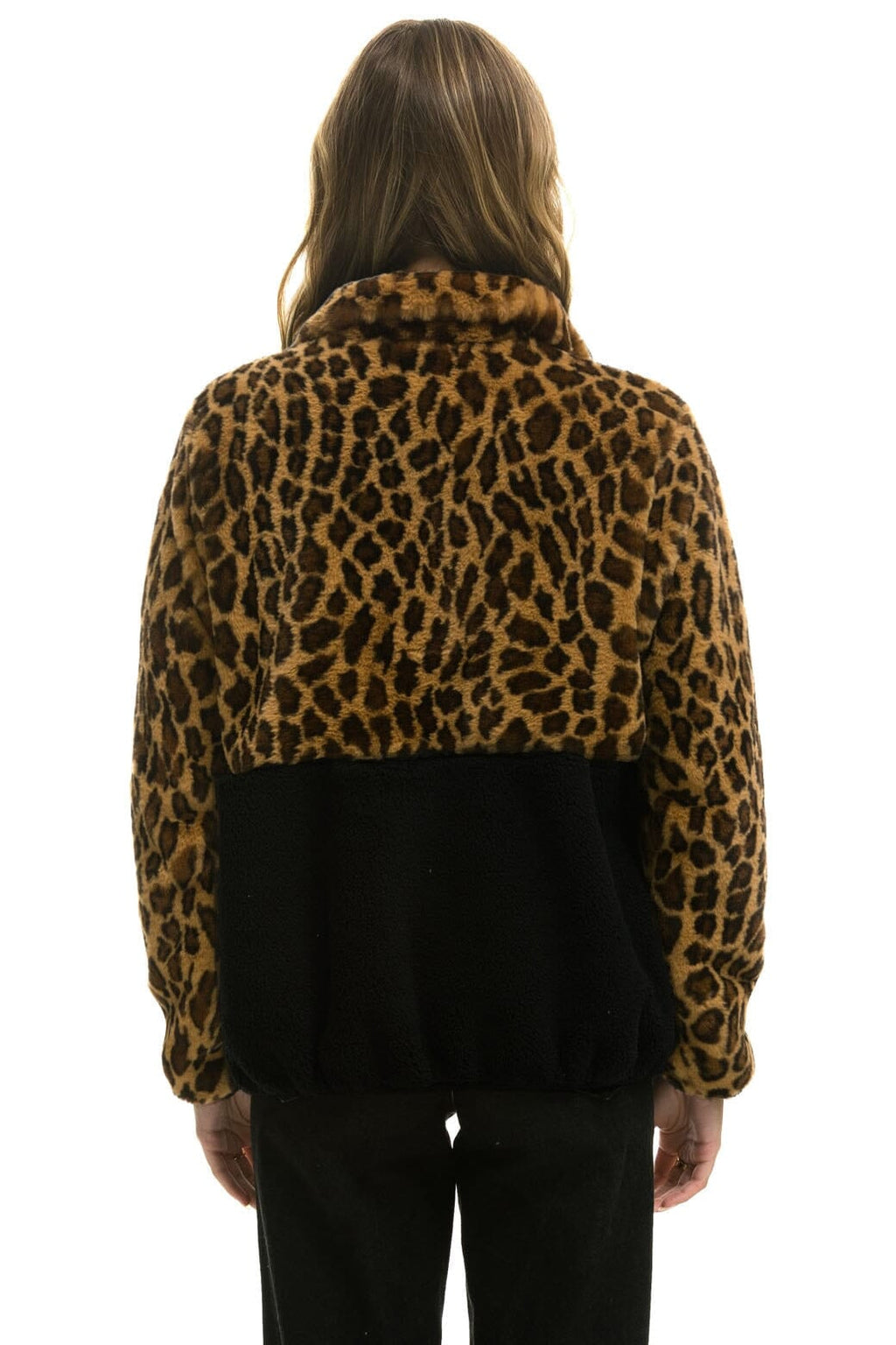 Retro TEDDY UNISEX HALF ZIP COLOR BLOCK JACKET - CHEETAH