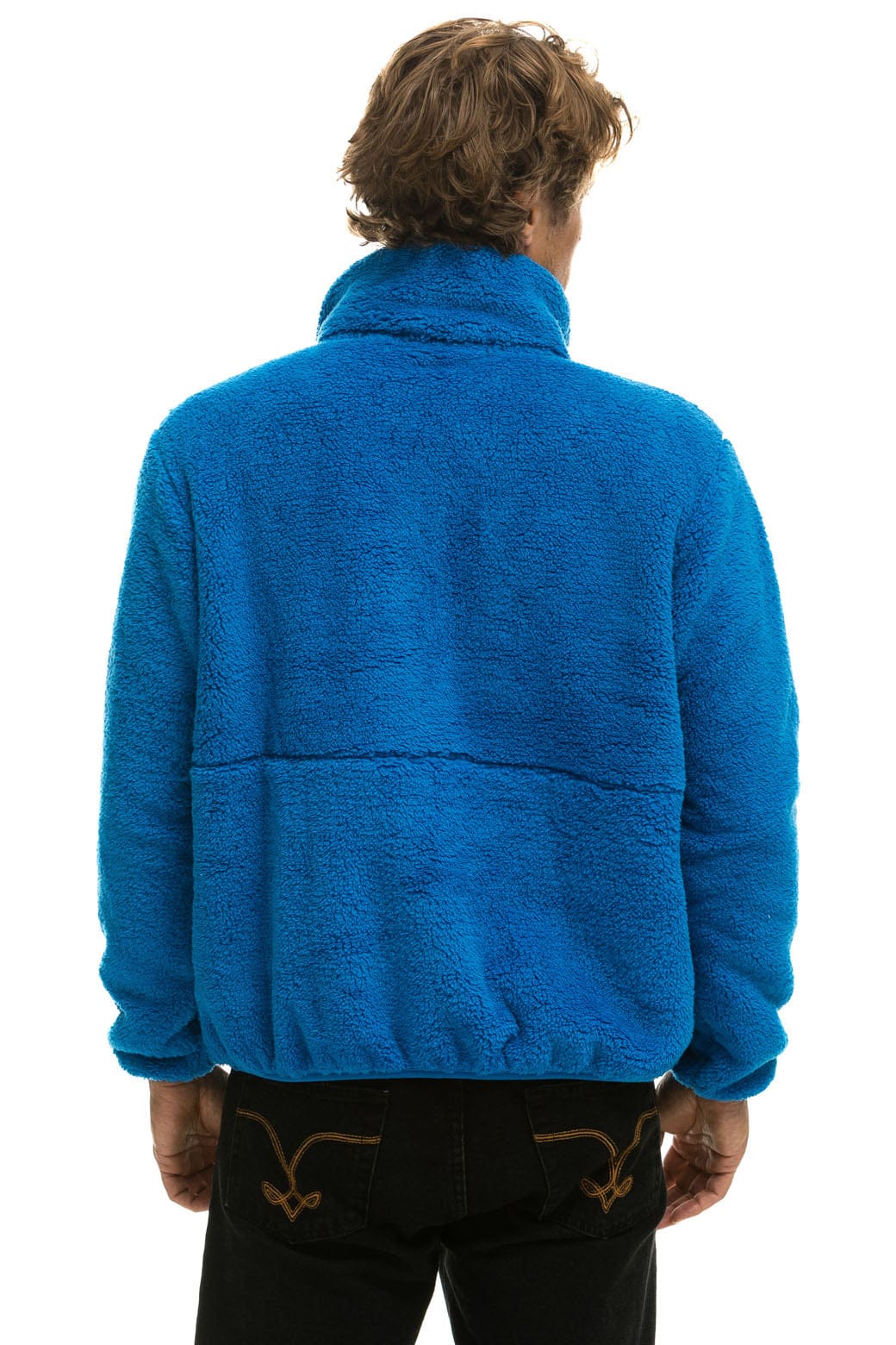 Retro TEDDY UNISEX HALF ZIP JACKET - BLUE CINA