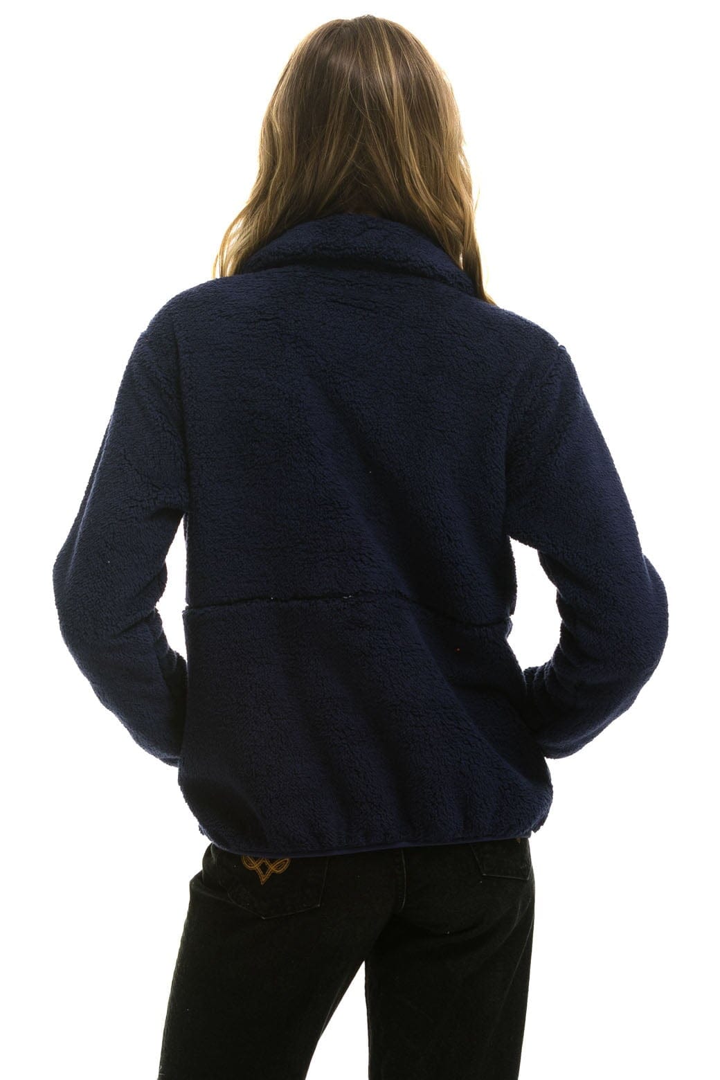 Retro TEDDY UNISEX HALF ZIP JACKET - NAVY