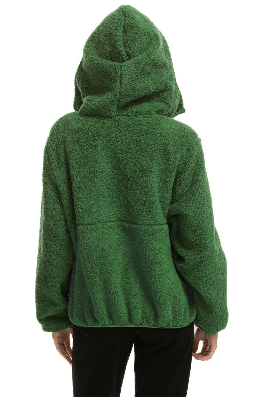 Retro TEDDY UNISEX HOODED HALF ZIP JACKET - GARDEN GREEN