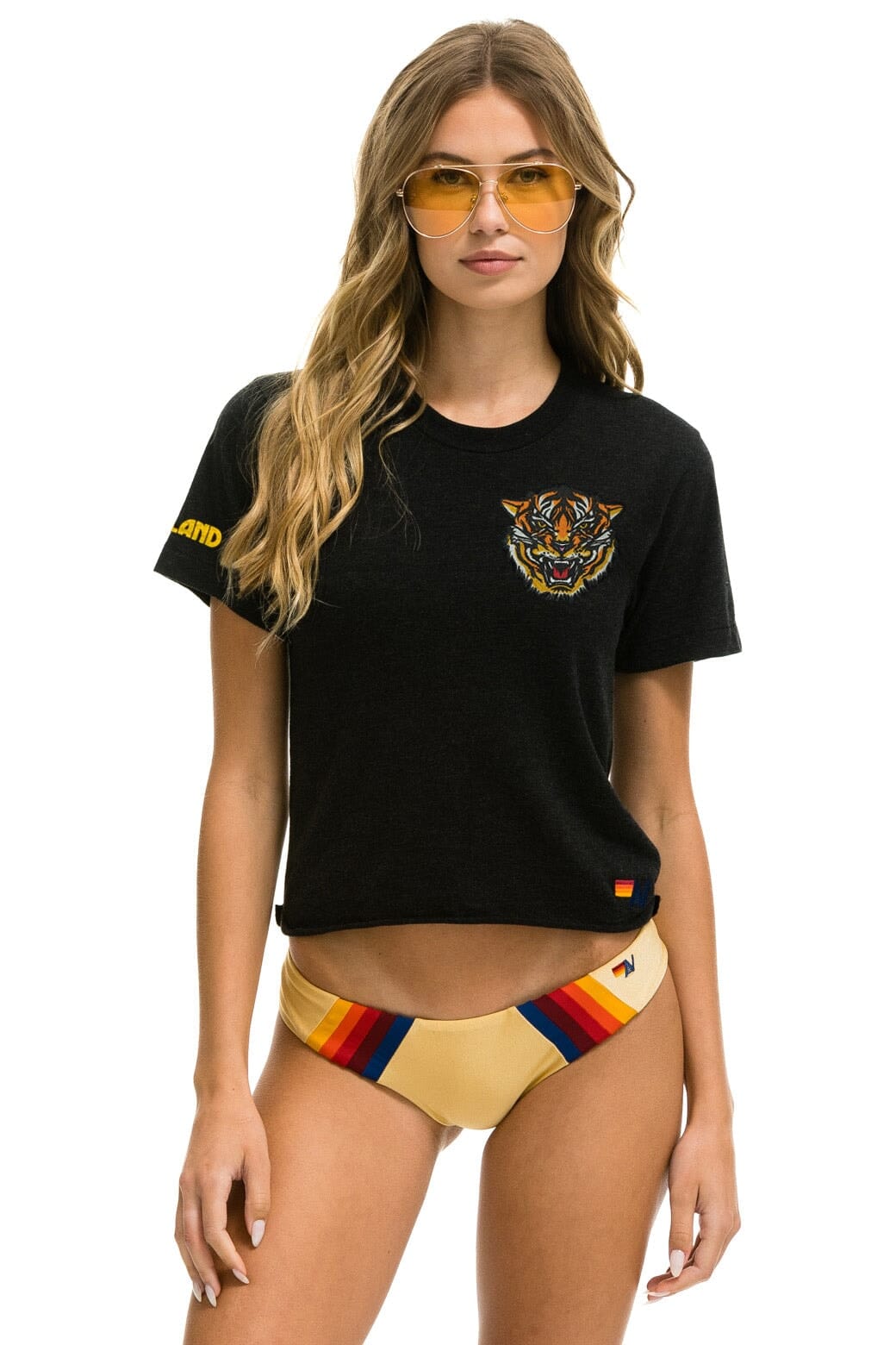 Retro TIGER PRINT BOYFRIEND TEE - BLACK