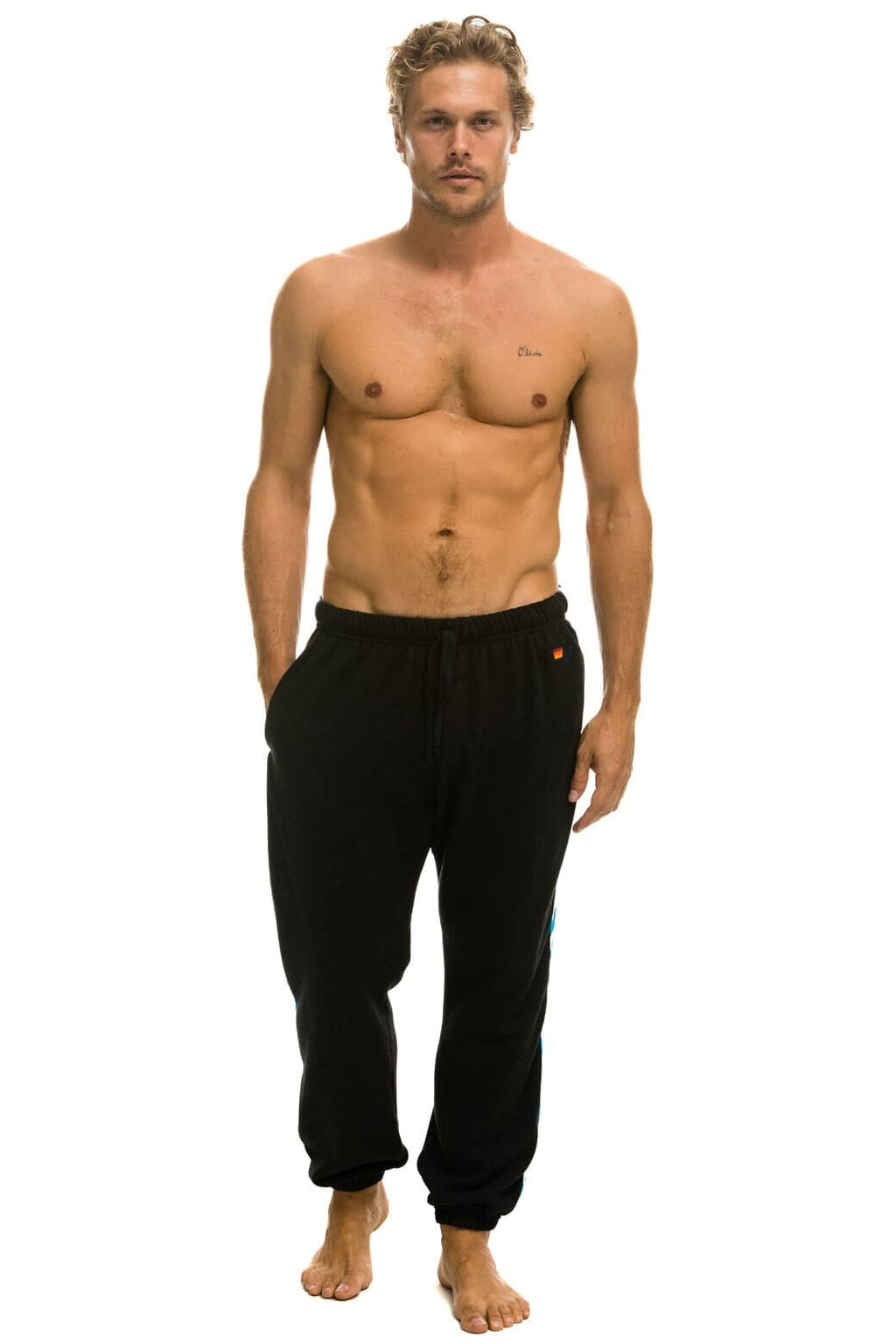 Retro TIGER STRIPE SWEATPANTS - BLACK BLUE TIGER