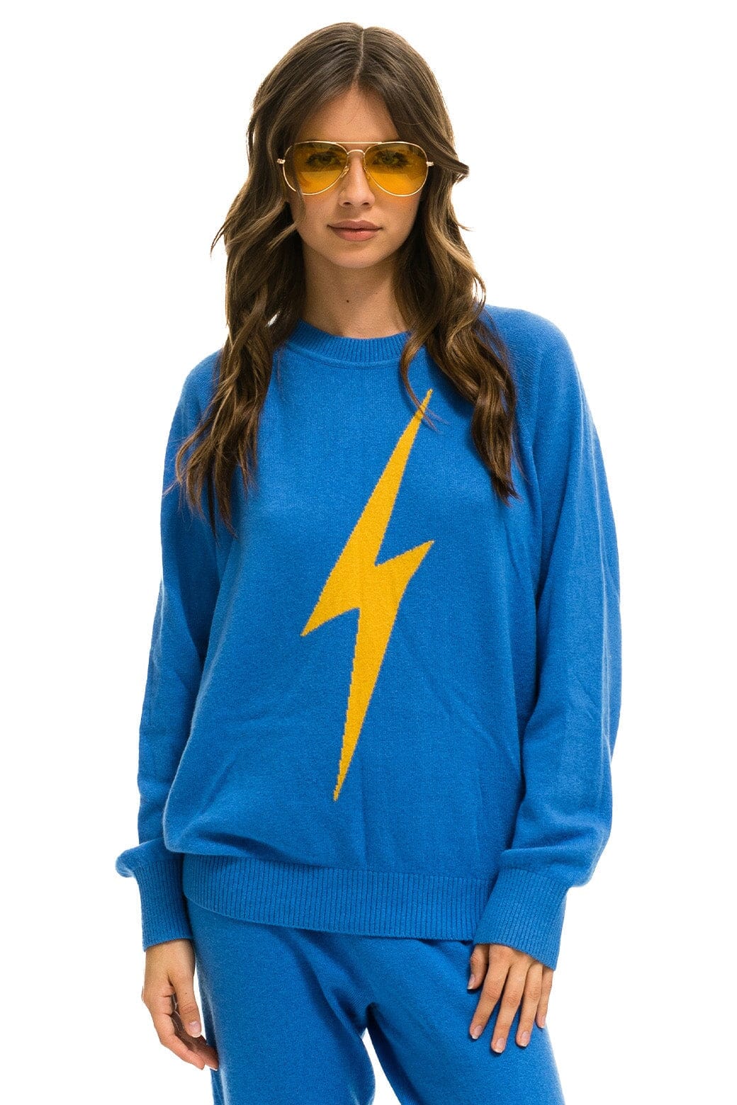 Retro UNISEX BOLT CASHMERE LIGHT SWEATER - VINTAGE BLUE BLUE BOLT