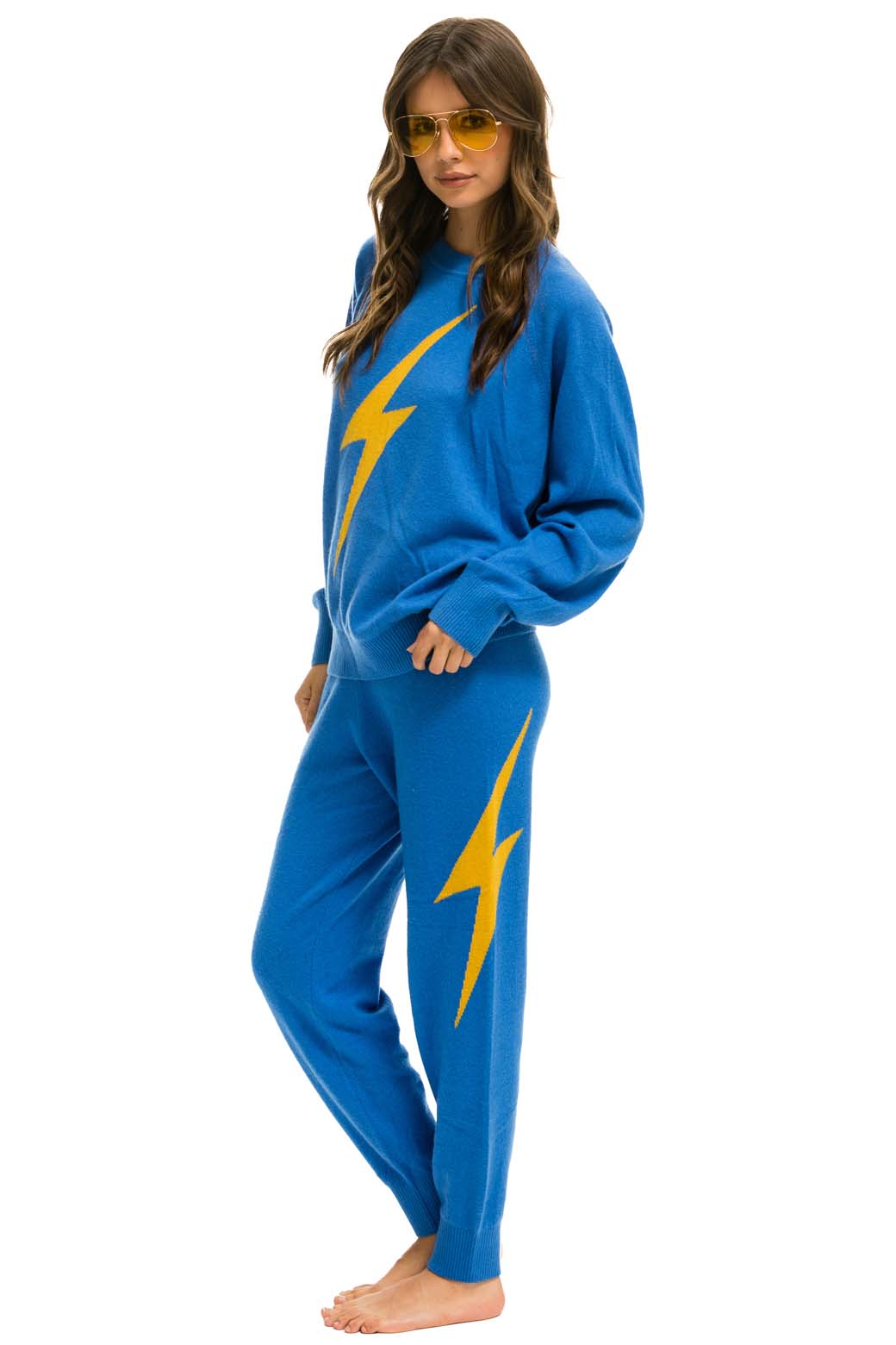 Retro UNISEX BOLT CASHMERE LIGHT SWEATER - VINTAGE BLUE BLUE BOLT