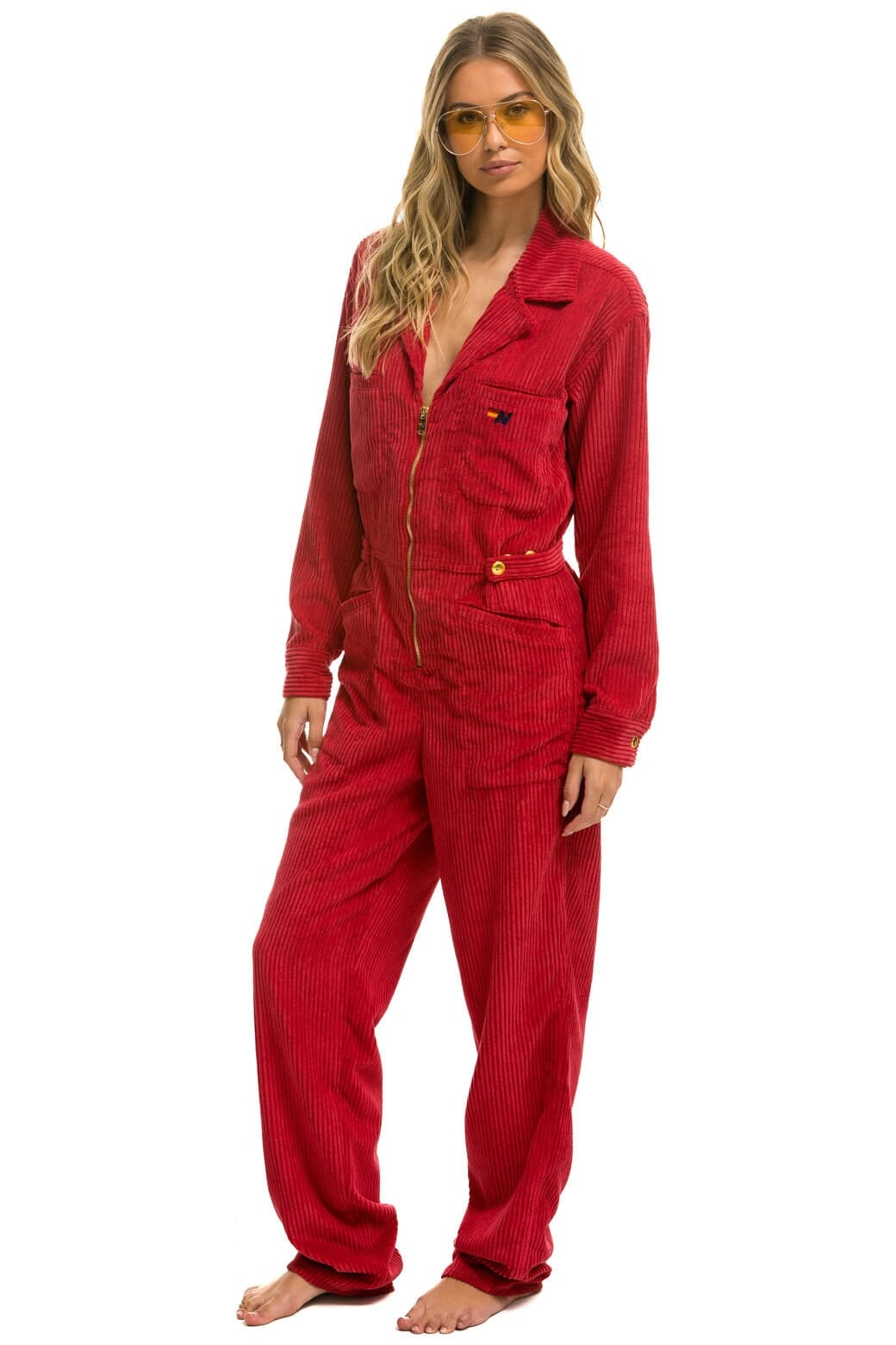 Retro UNISEX CORDUROY FLIGHT SUIT - CHERRY