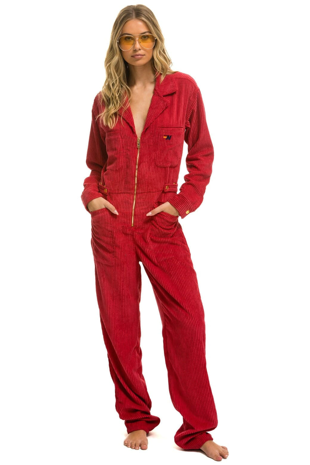 Retro UNISEX CORDUROY FLIGHT SUIT - CHERRY
