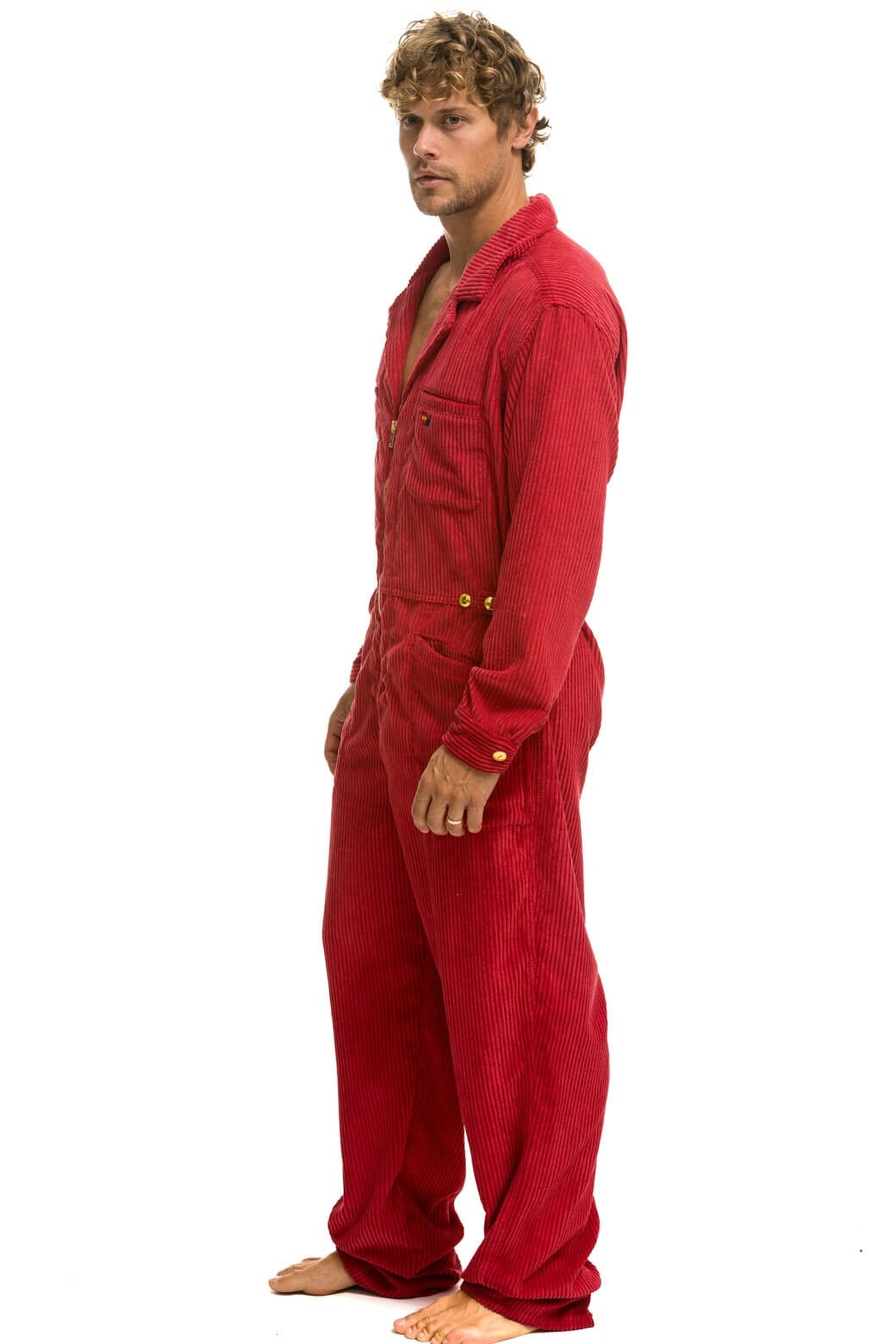 Retro UNISEX CORDUROY FLIGHT SUIT - CHERRY
