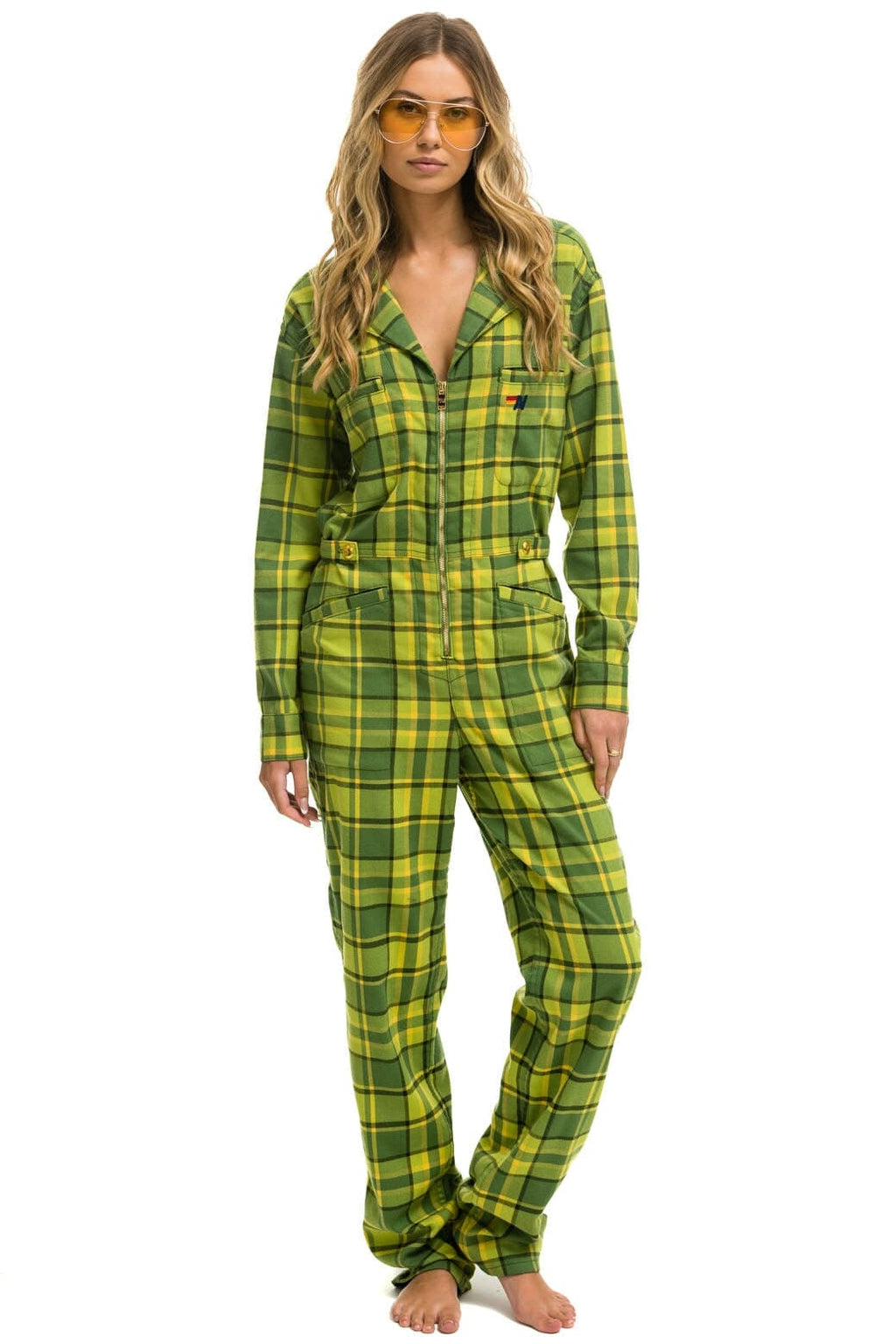 Retro UNISEX PLAID FLIGHT SUIT - AVOCADO PLAID