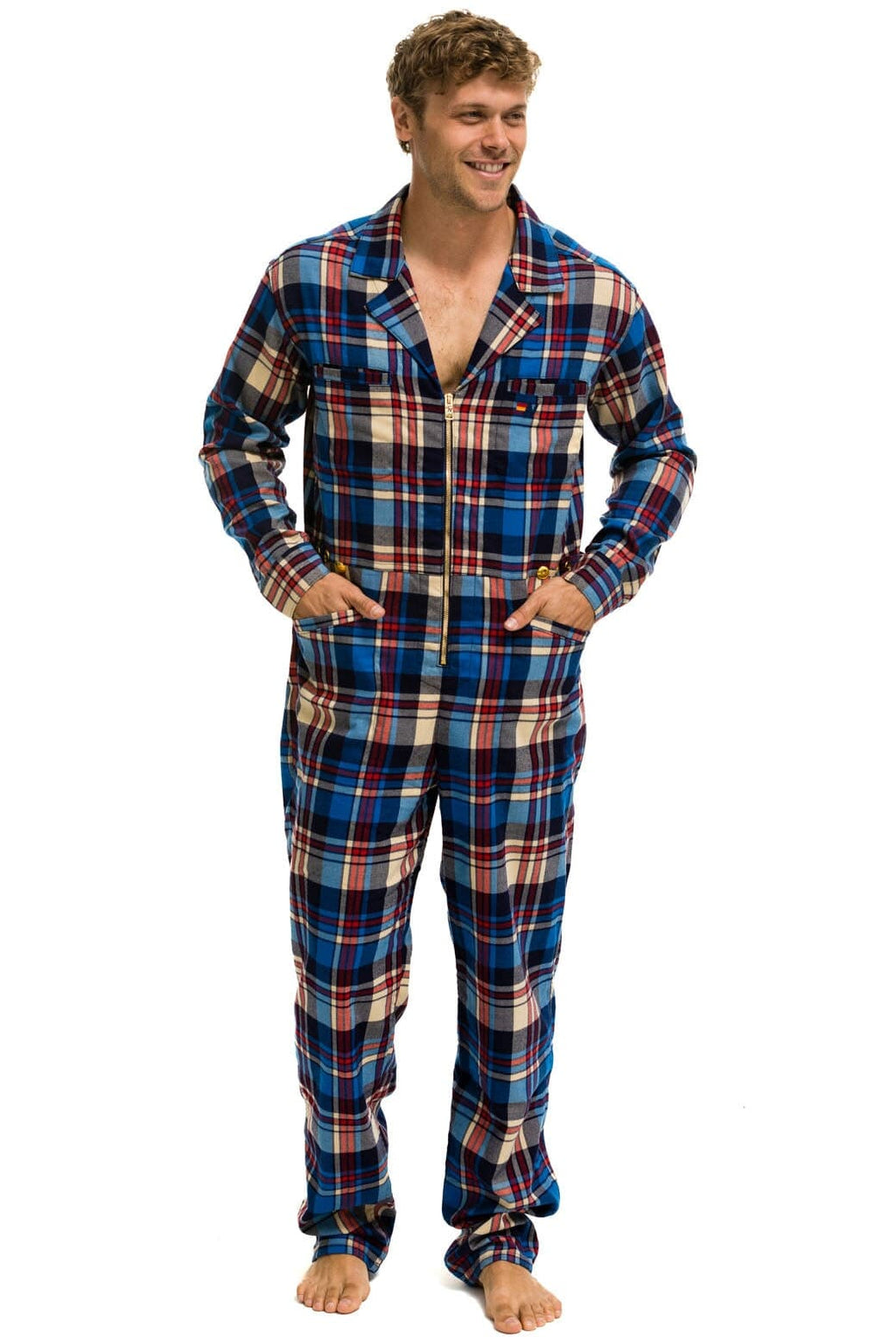 Retro UNISEX PLAID FLIGHT SUIT - PATRIOT PLAID