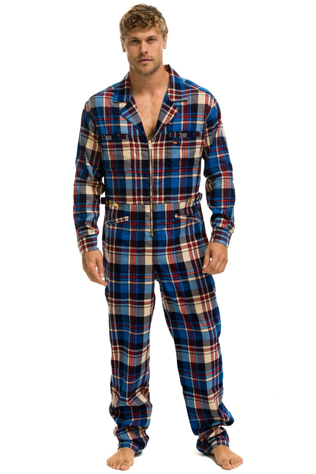 Retro UNISEX PLAID FLIGHT SUIT - PATRIOT PLAID