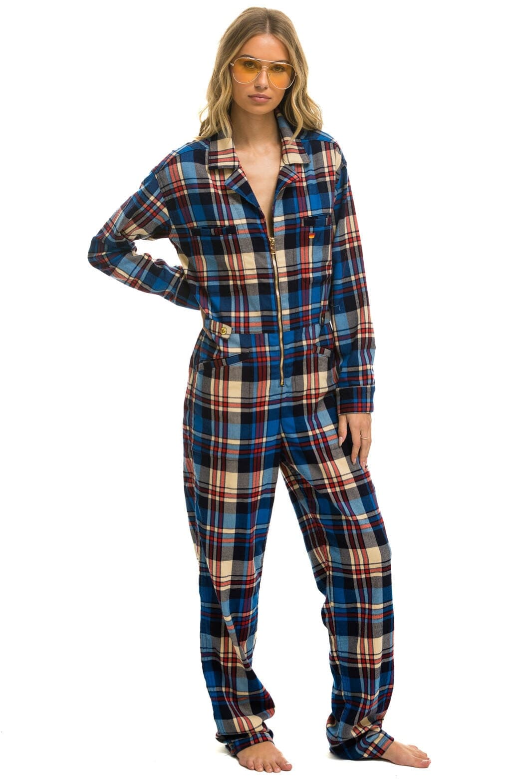 Retro UNISEX PLAID FLIGHT SUIT - PATRIOT PLAID