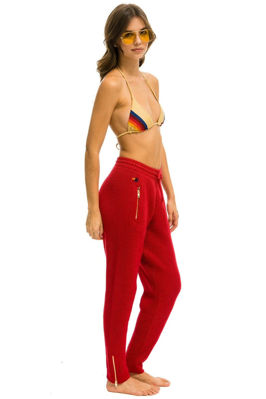 Retro VINTAGE CABIN CASHMERE SWEATER PANT - CHERRY