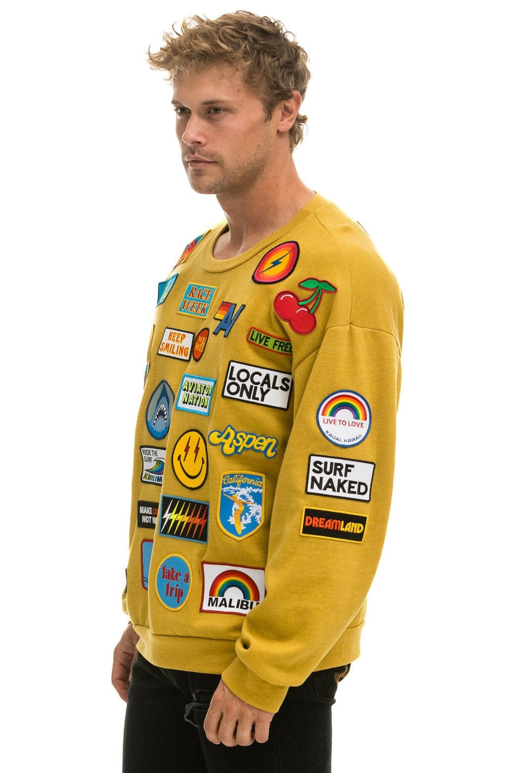 Retro VINTAGE PATCH RELAXED CREW SWEATSHIRT - KHAKI