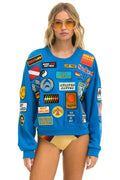 Retro VINTAGE PATCH RELAXED CREW SWEATSHIRT - OCEAN