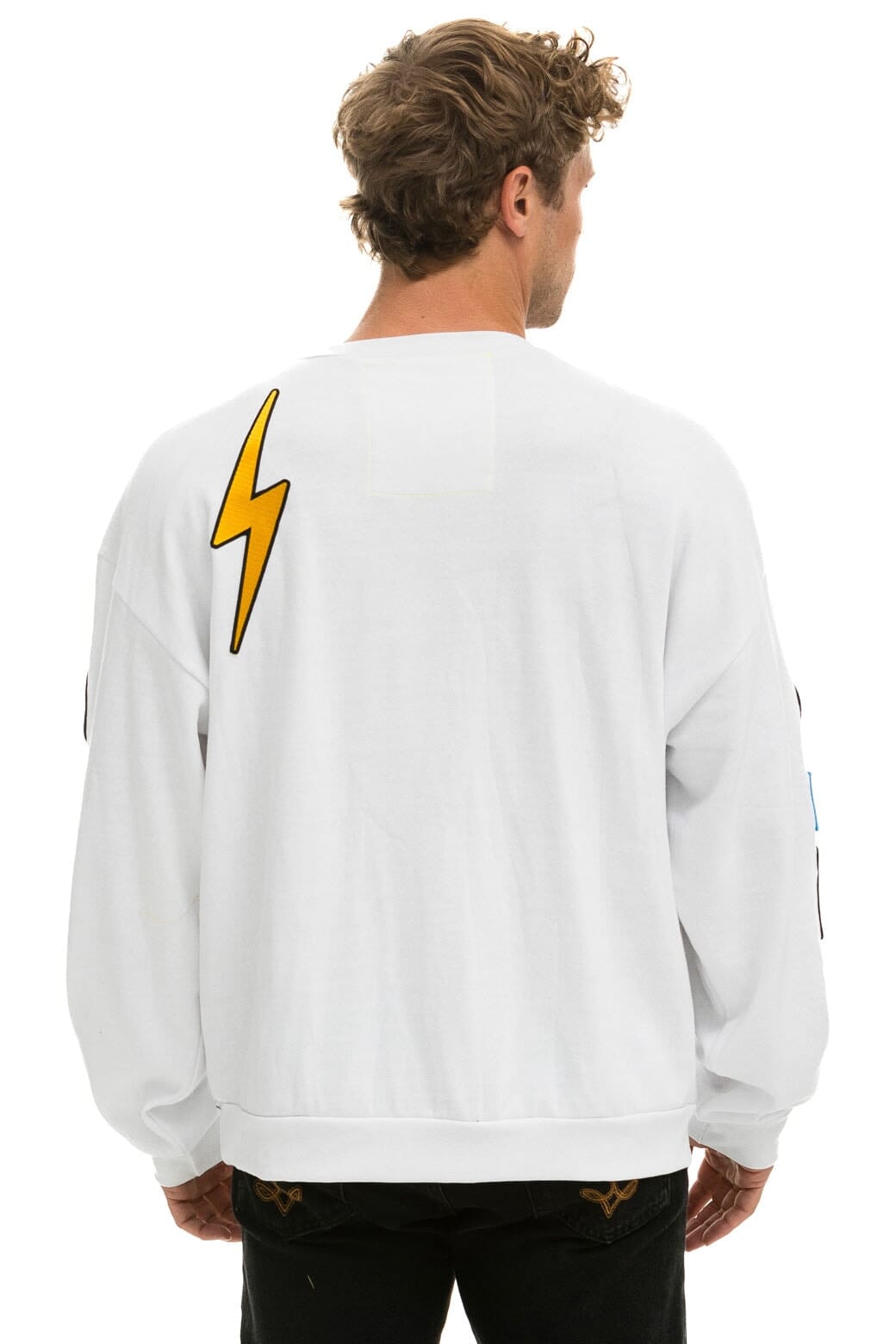 Retro VINTAGE PATCH RELAXED CREW SWEATSHIRT - WHITE