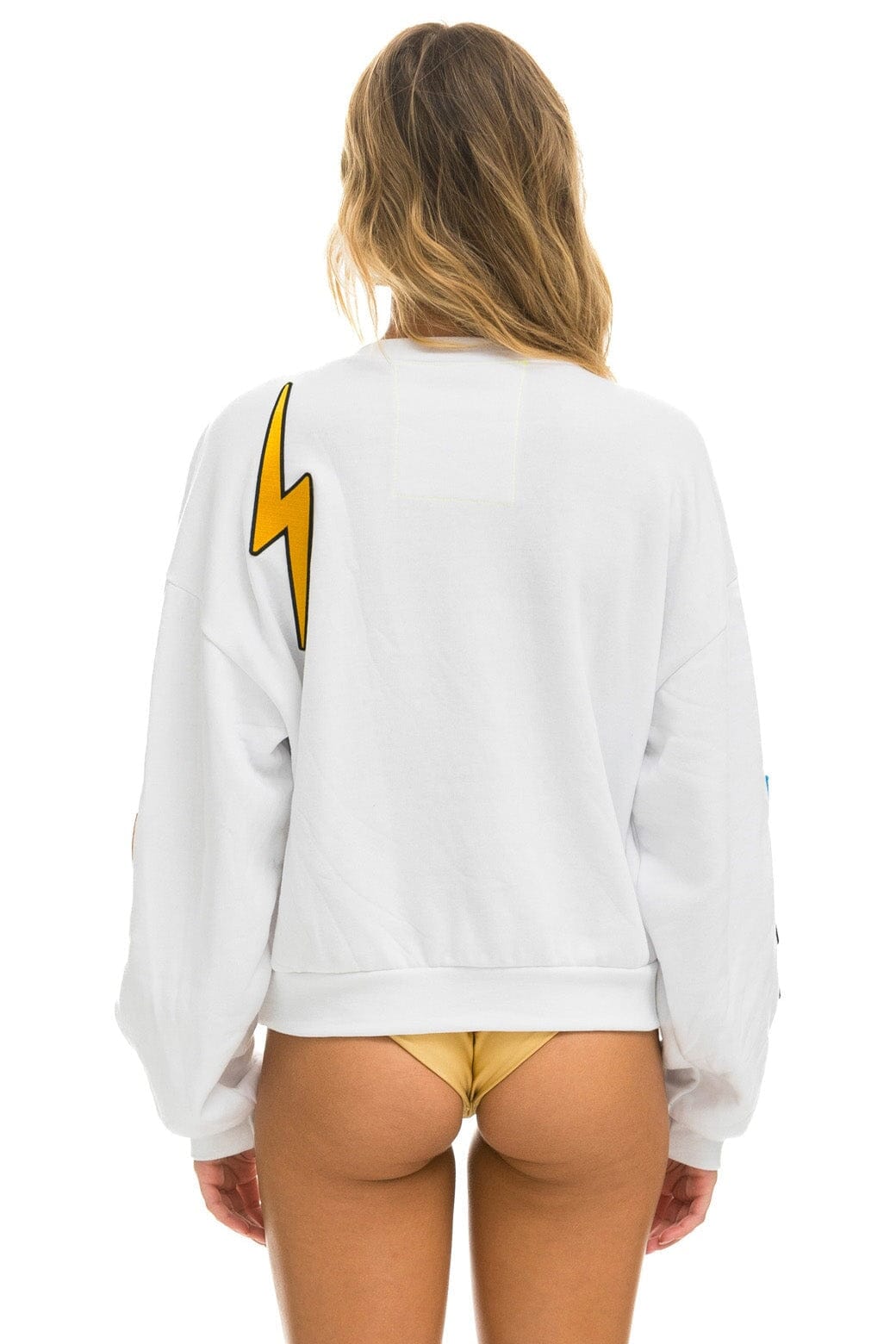 Retro VINTAGE PATCH RELAXED CREW SWEATSHIRT - WHITE