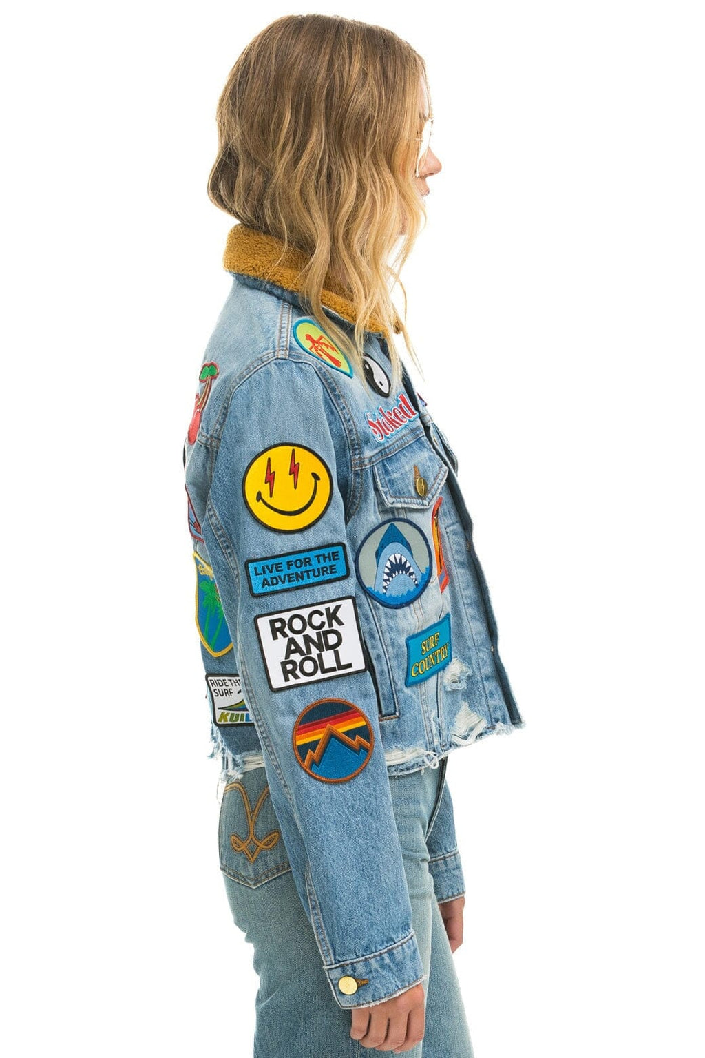 Retro VINTAGE PATCH CROP DENIM JACKET - SUPER LIGHT