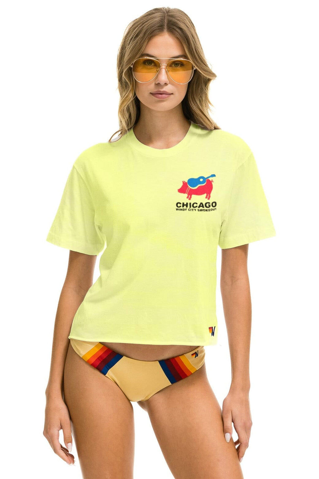 Retro WINDY CITY SMOKEOUT 2024 BOYFRIEND TEE SHIRT - NEON YELLOW