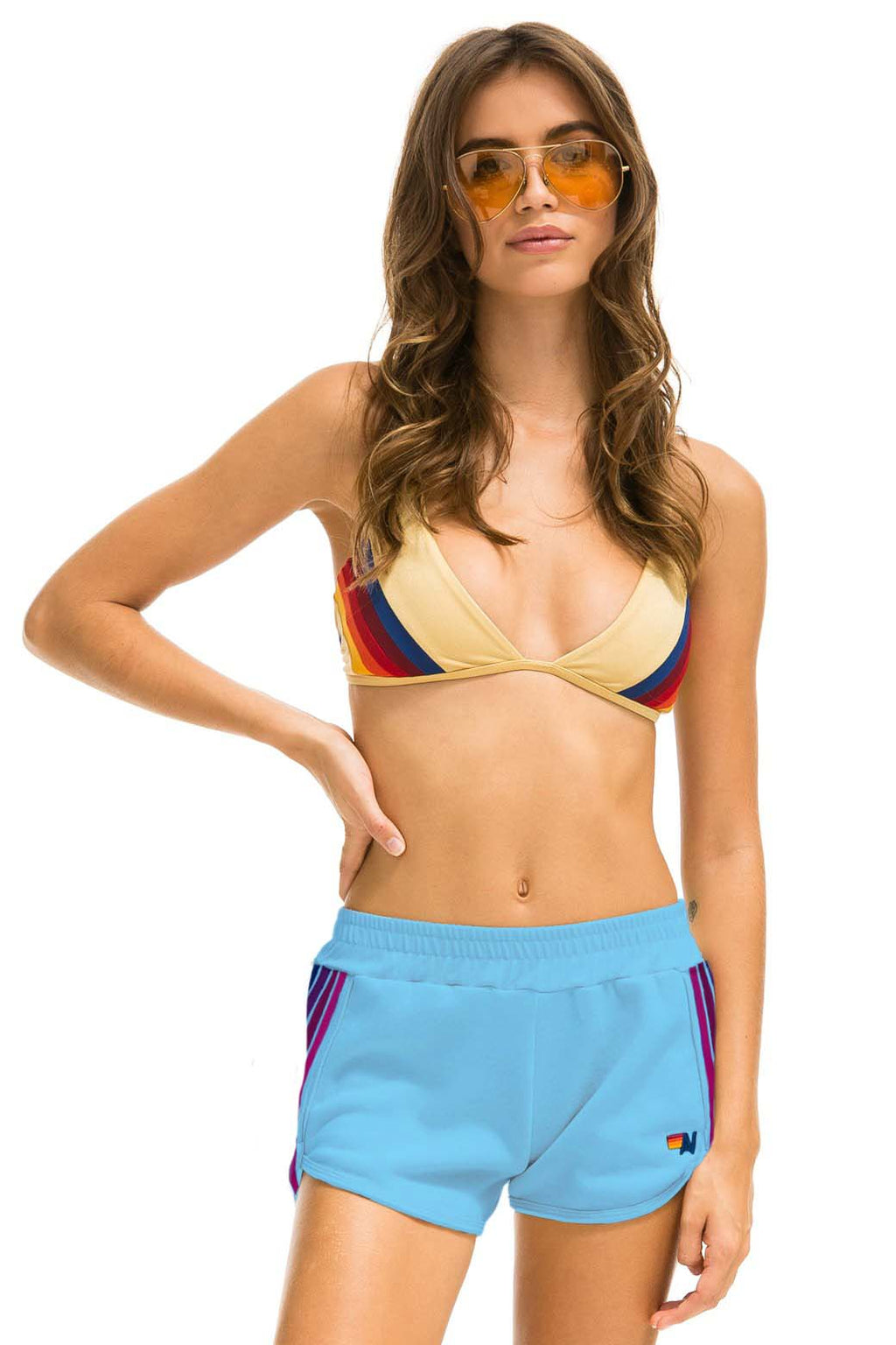 Retro 5 STRIPE JOGGER SHORTS - SKY PINK PURPLE