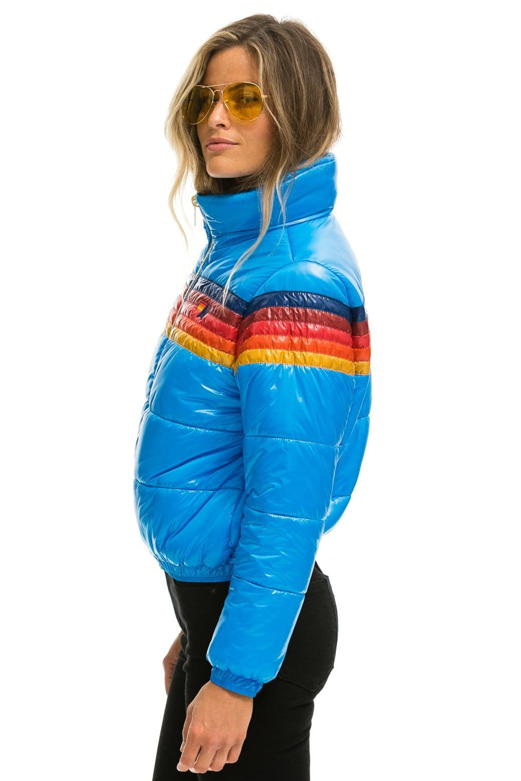 Retro 5 STRIPE APRES PUFFER JACKET - GLOSSY BLUE