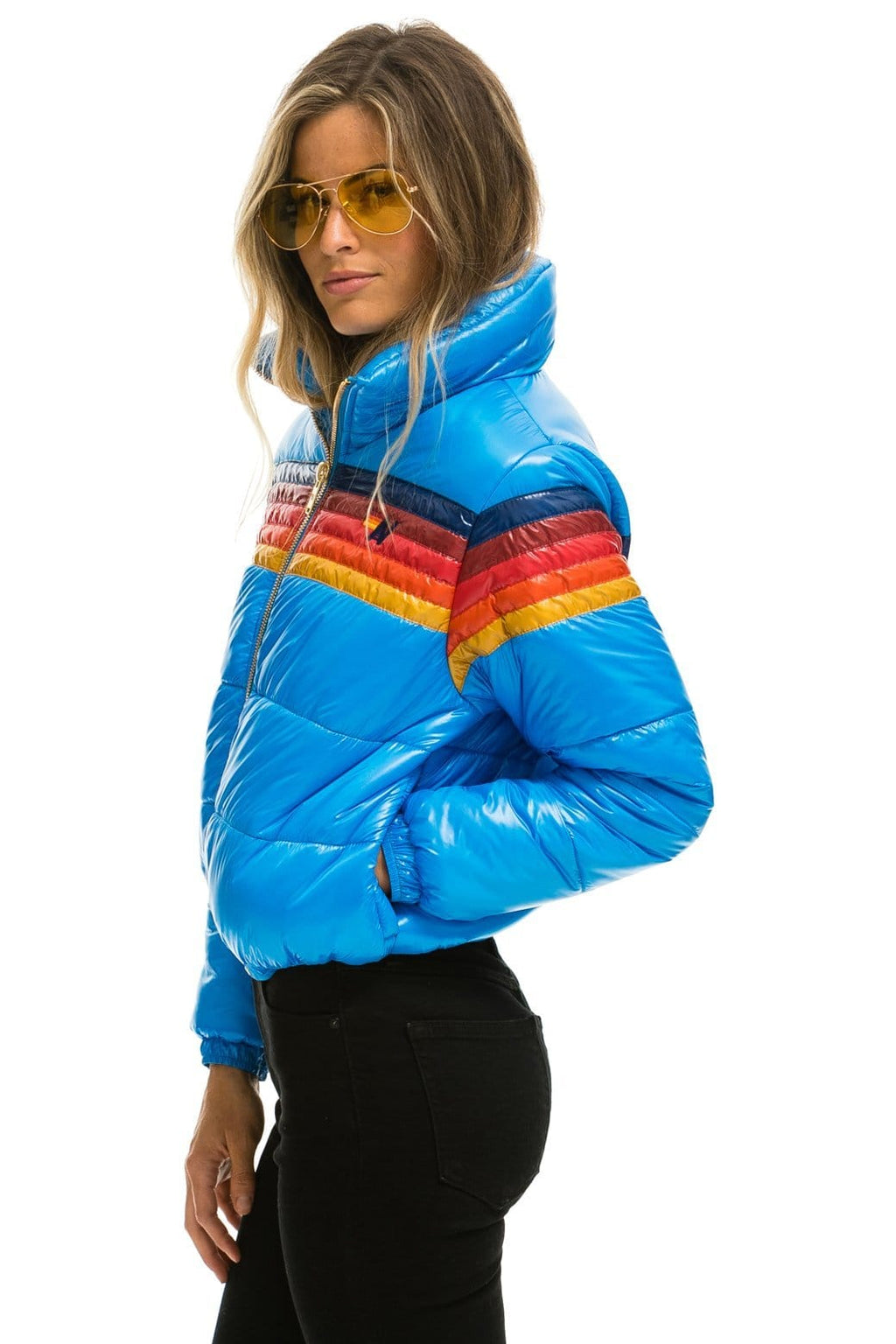 Retro 5 STRIPE APRES PUFFER JACKET - GLOSSY BLUE