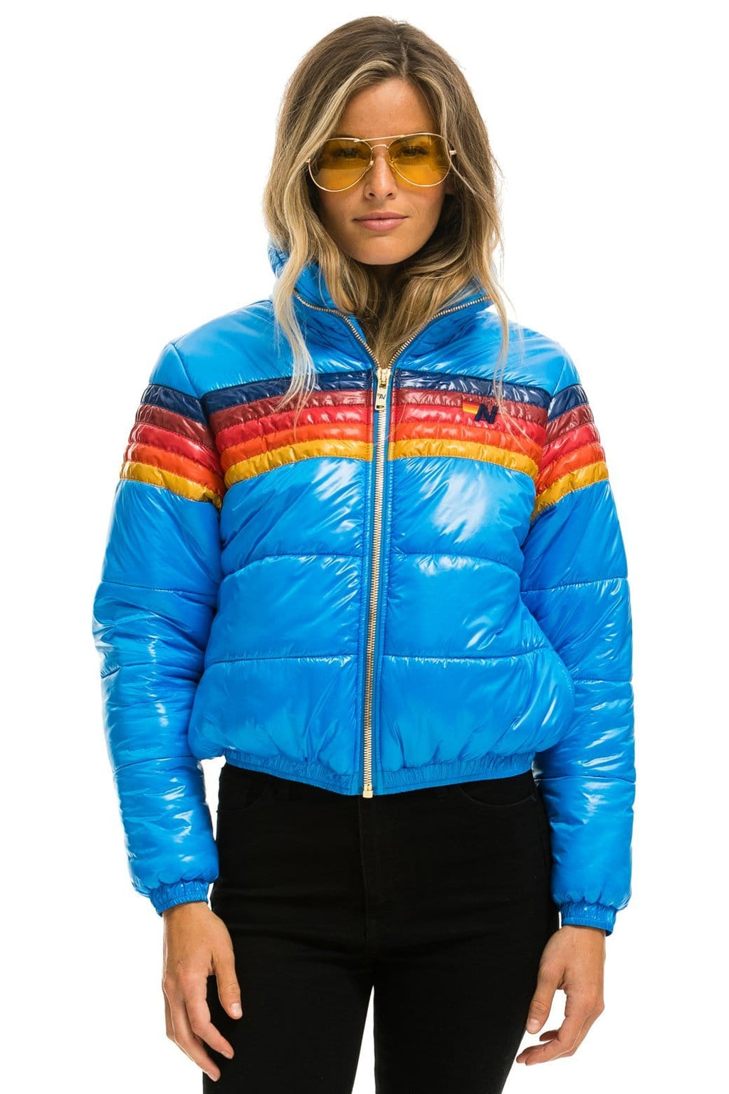 Retro 5 STRIPE APRES PUFFER JACKET - GLOSSY BLUE