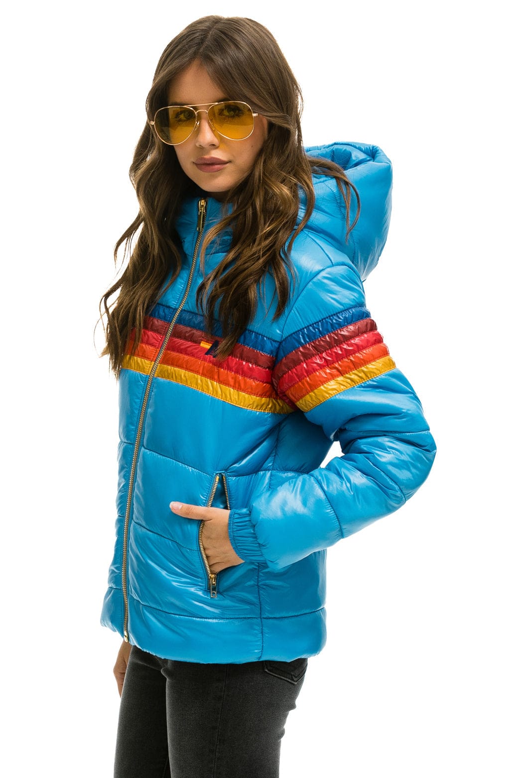 Retro 5 STRIPE TREKKER JACKET - GLOSSY OCEAN