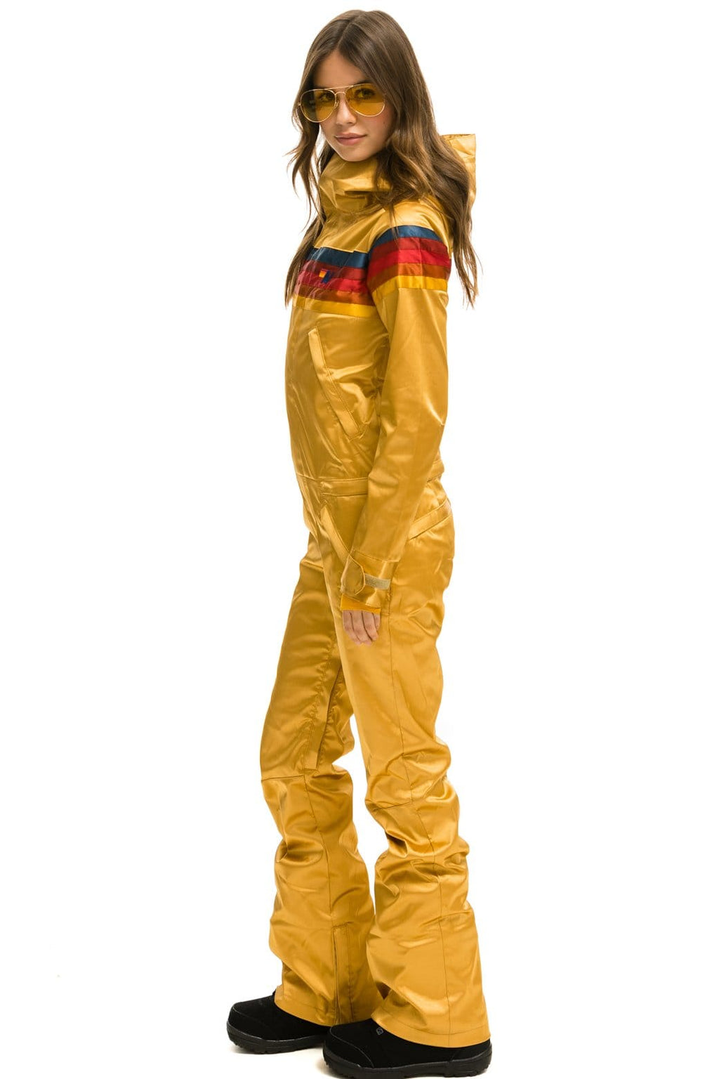 Retro WOMENS 5 STRIPE SATIN POWDER SUIT - CHAMPAGNE