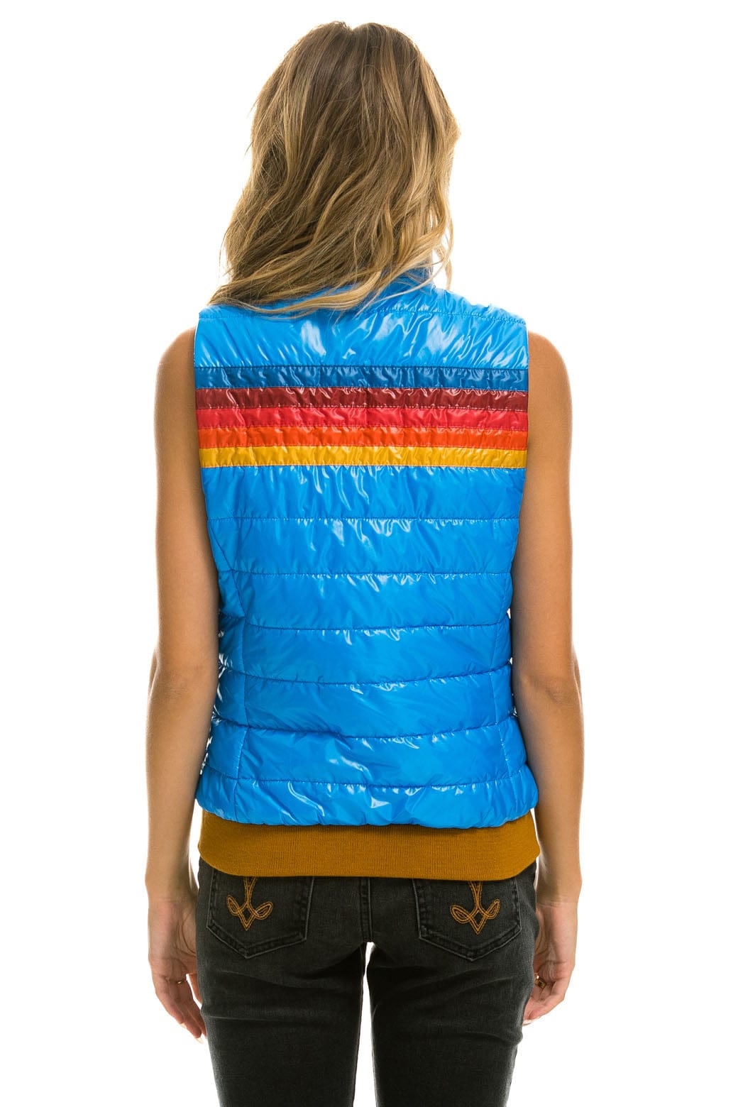 Retro WOMENS 5 STRIPE VEST - GLOSSY BLUE CINA