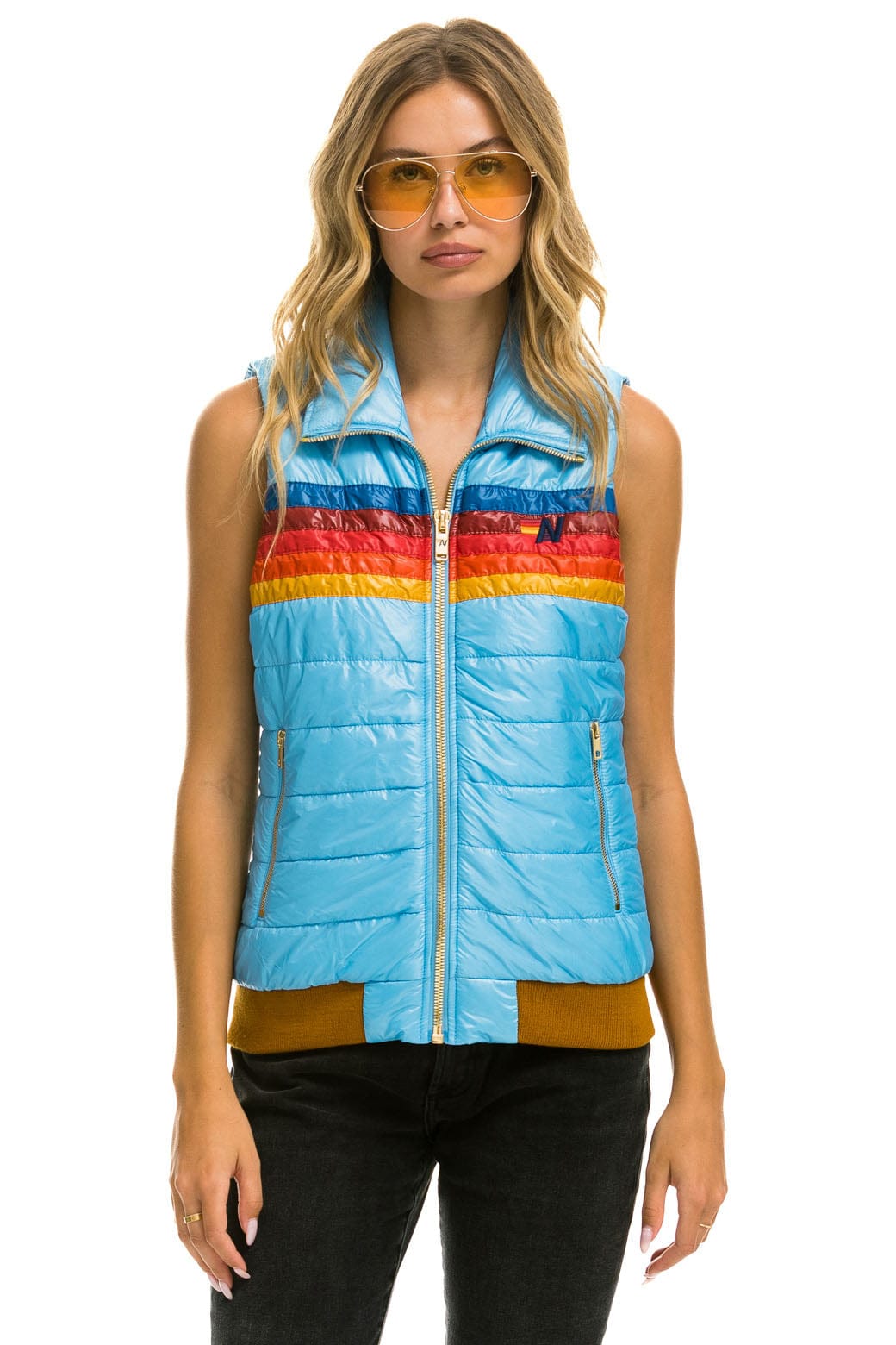 Retro WOMENS 5 STRIPE VEST - GLOSSY SKY