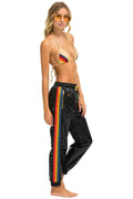 Retro WOMENS 5 STRIPE WIND PANT - BLACK GLOSSY