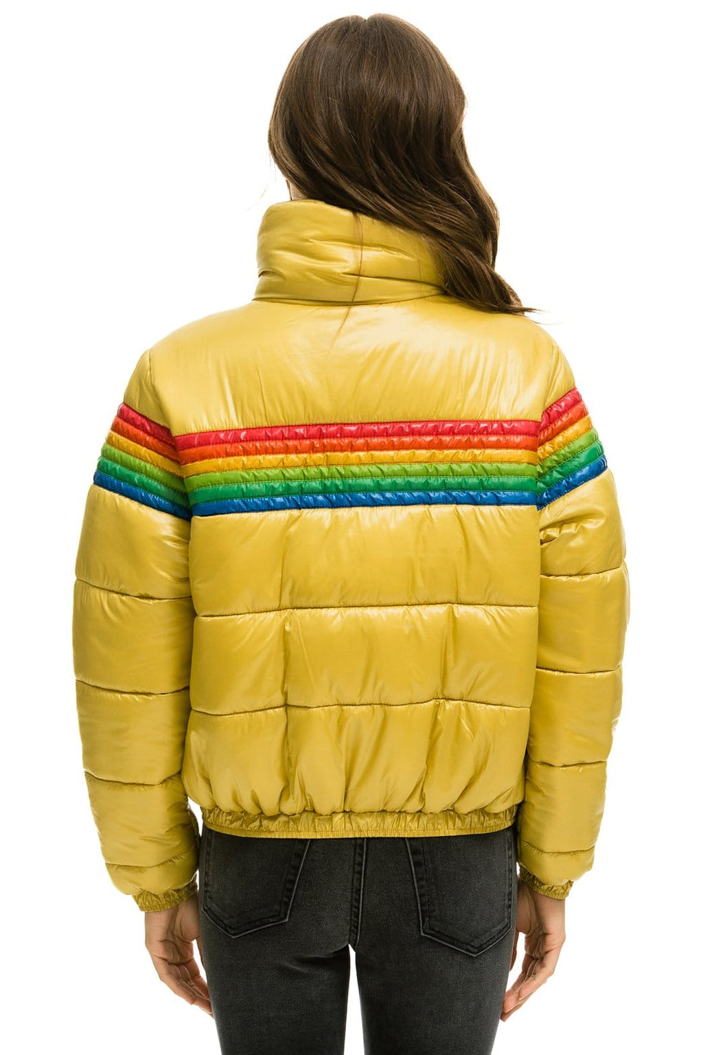 Retro 6 STRIPE LUXE APRES PUFFER JACKET - GLOSSY KHAKI