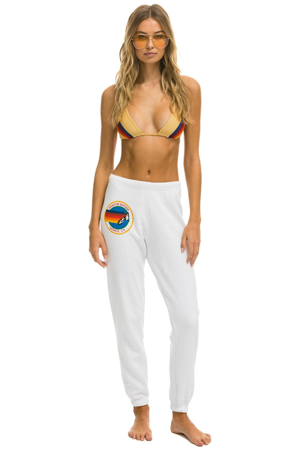 Retro AVIATOR NATION VENICE SWEATPANTS - WHITE