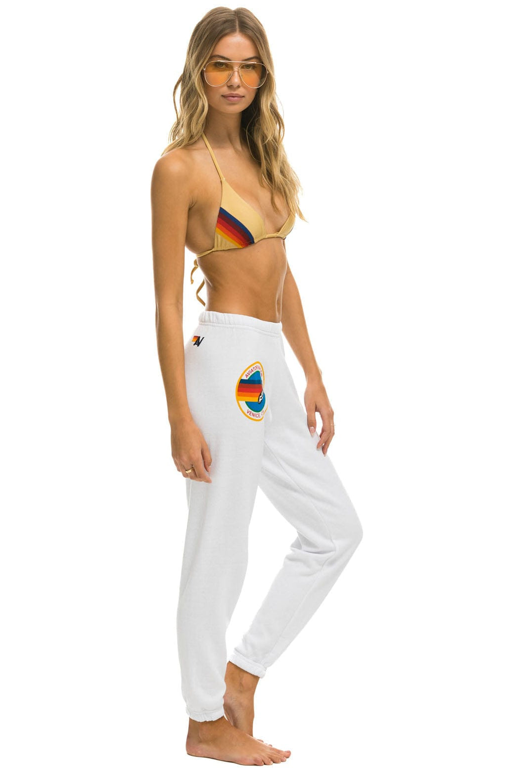 Retro AVIATOR NATION VENICE SWEATPANTS - WHITE