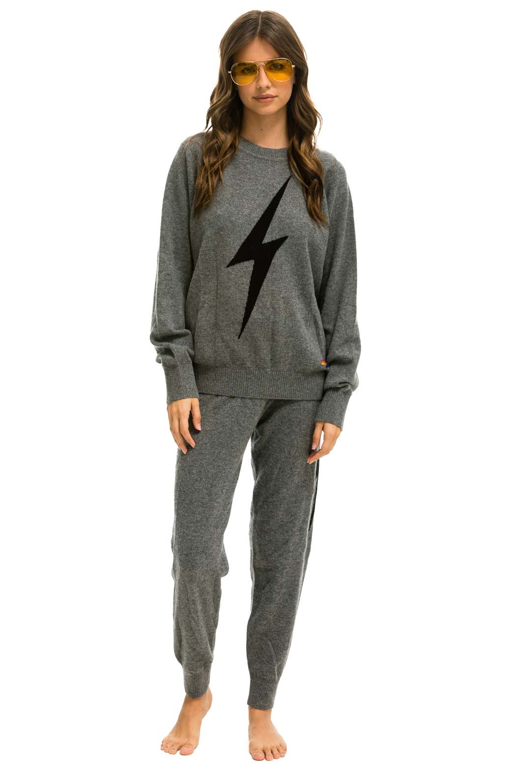 Retro BOLT CASHMERE LIGHT SWEATER PANT - DEEP HEATHER BLACK BOLT