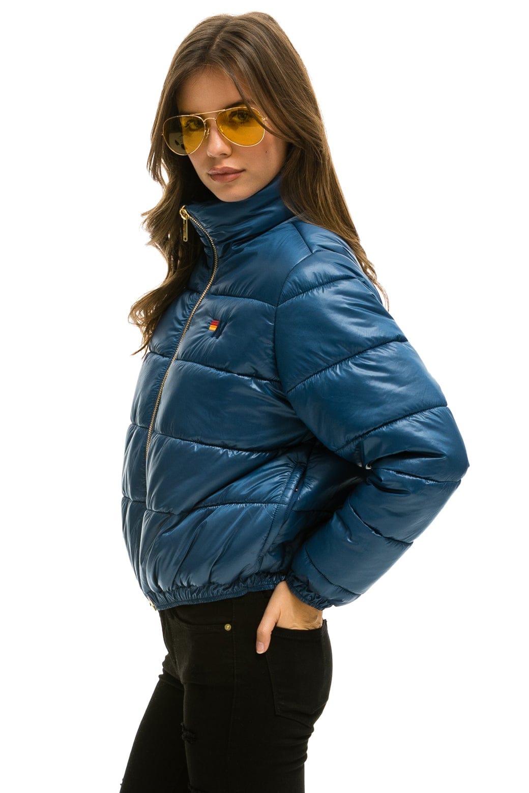 Retro BOLT LUXE APRES PUFFER JACKET - GLOSSY DEEP BLUE