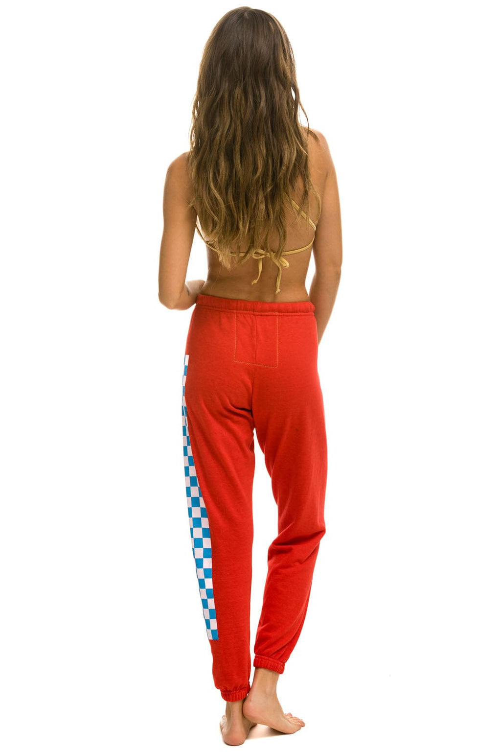 Retro CHECK LEG SWEATPANTS - RED WHITE BLUE