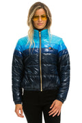 Retro COLOR BLOCK LUXE APRES PUFFER JACKET - GLOSSY NAVY