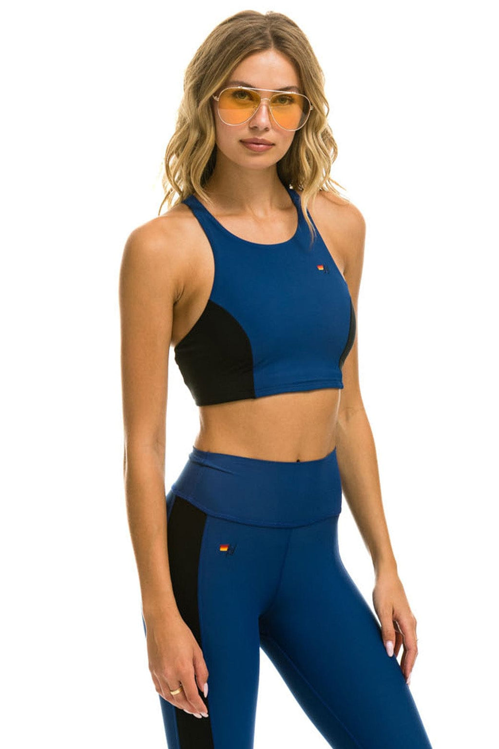 Retro COLOR BLOCK RACER SPORTS BRA - ROYAL