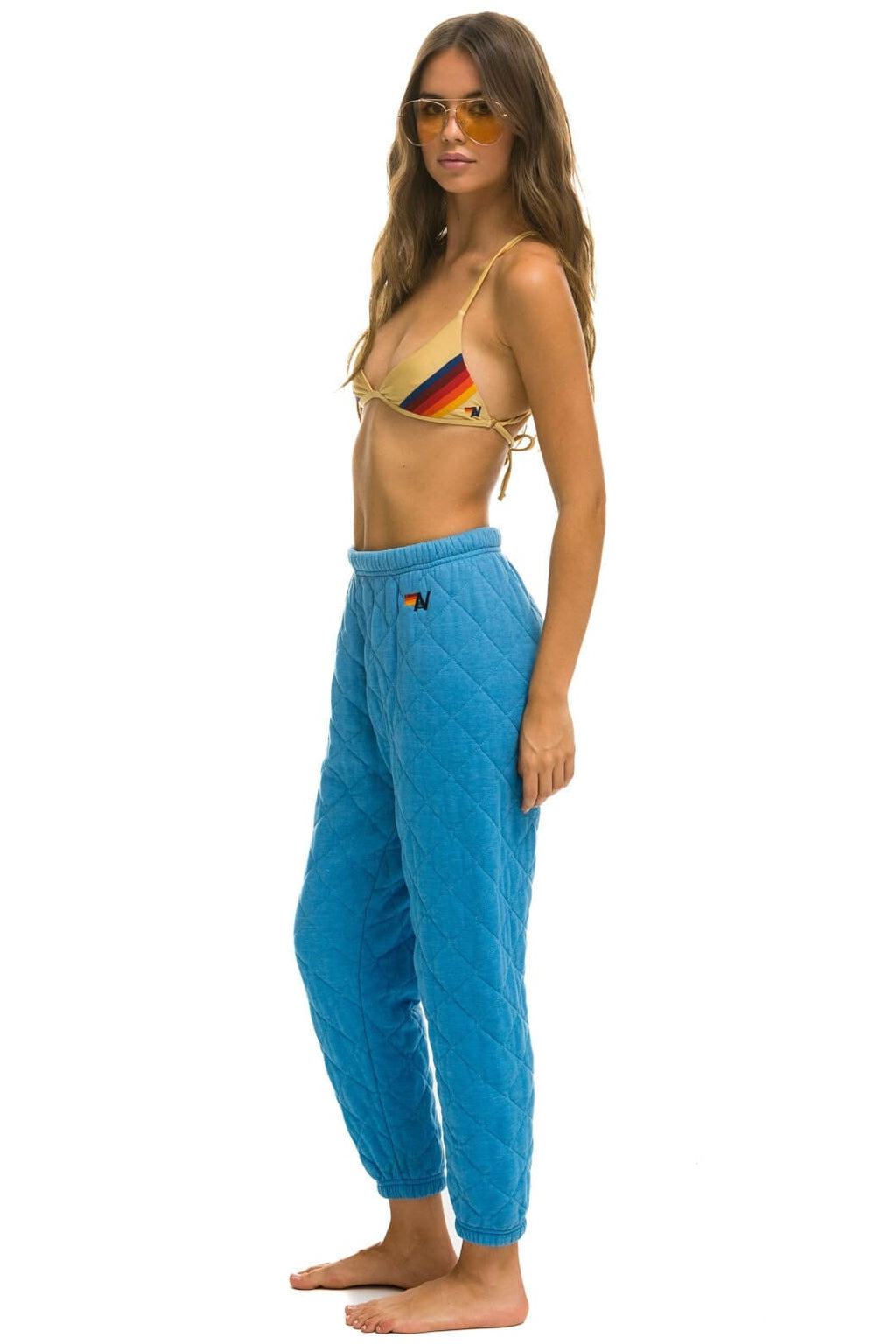 Retro QUILTED SWEATPANTS - OCEAN