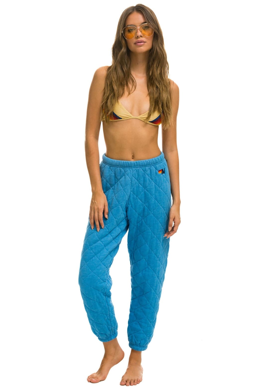 Retro QUILTED SWEATPANTS - OCEAN