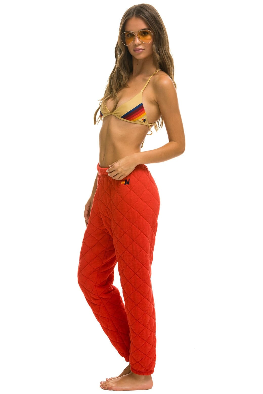 Retro QUILTED SWEATPANTS - RED