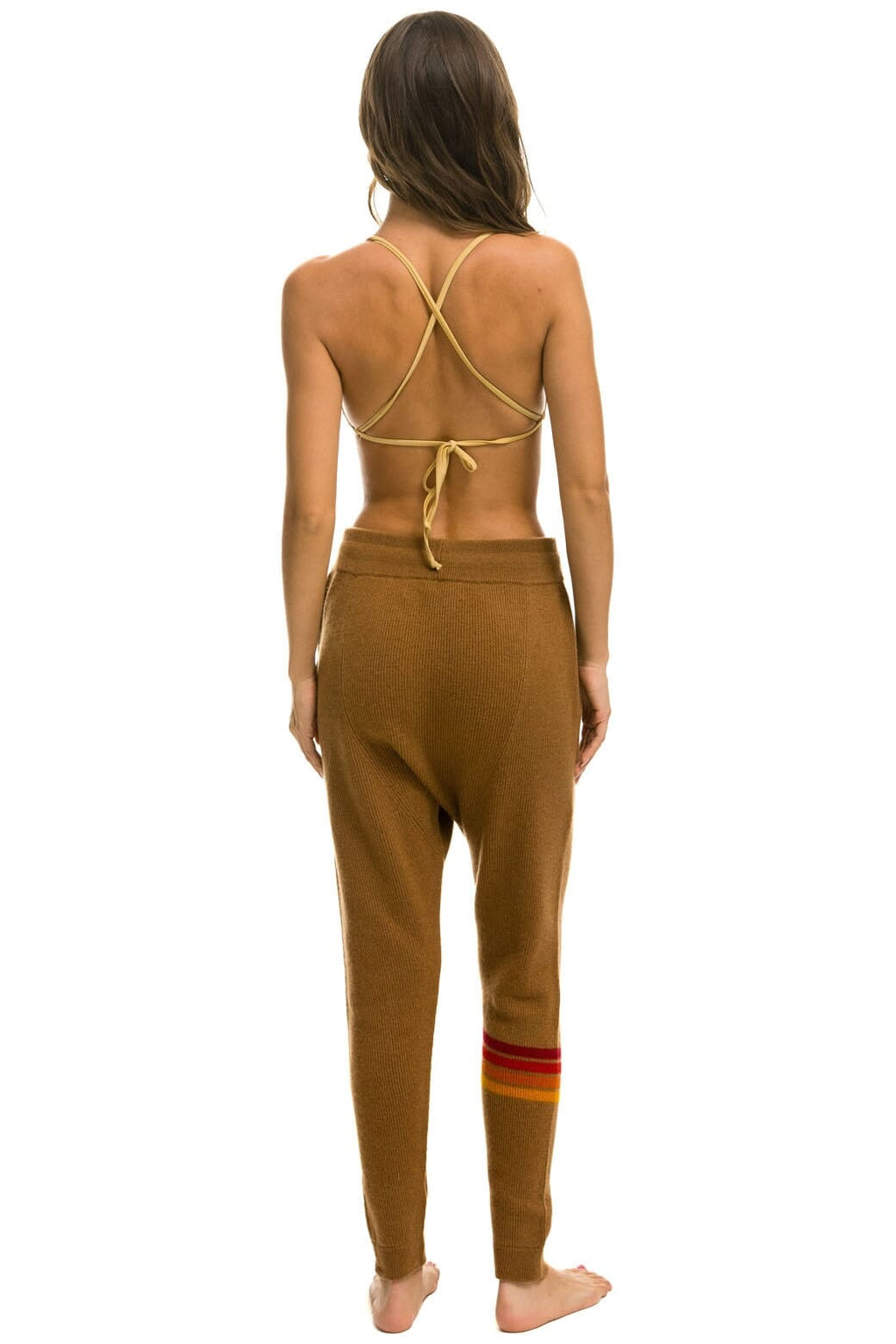 Retro RAINBOW 4 STRIPE CASHMERE RELAXED FIT PANT - BUTTERSCOTCH