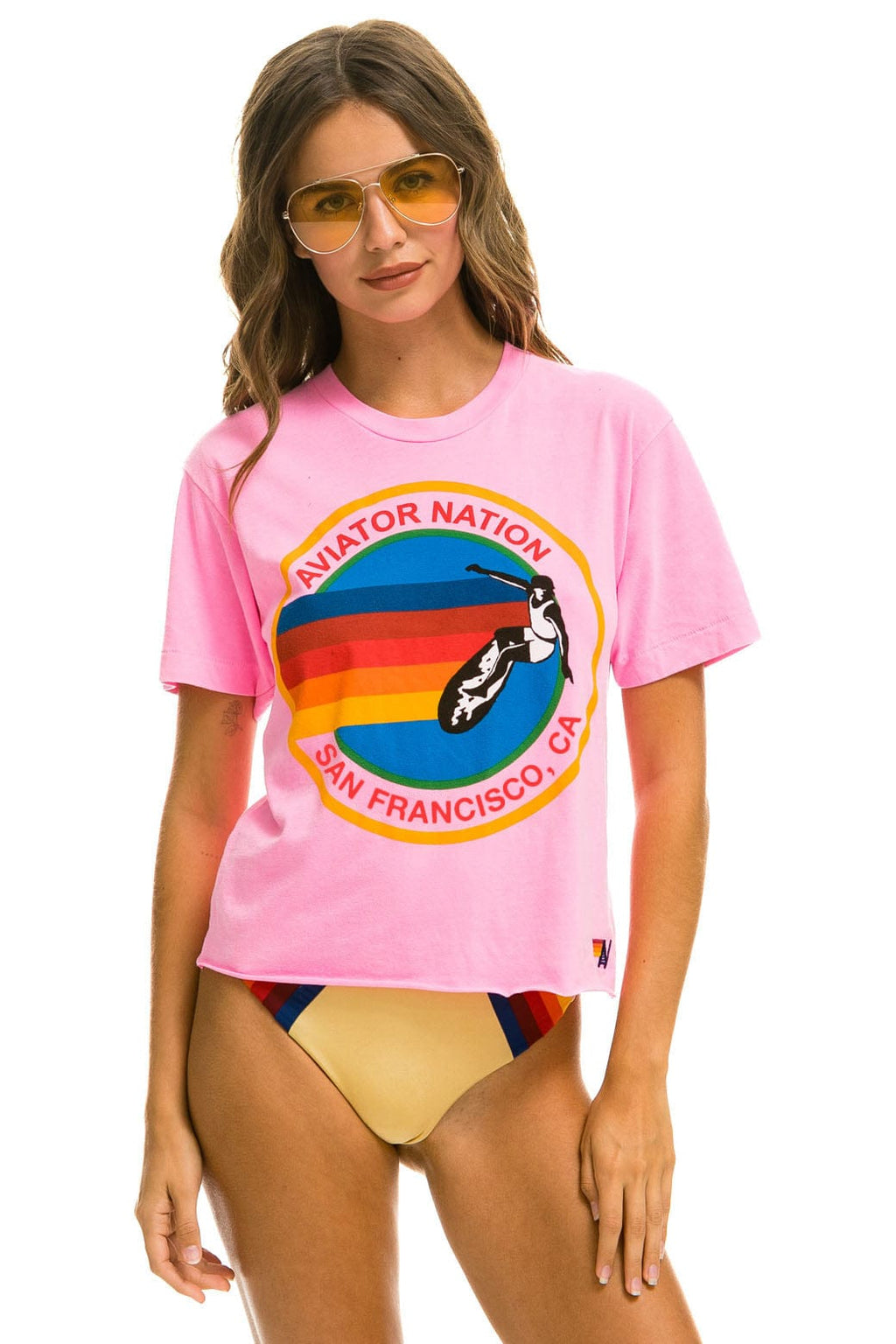 Retro SIGNATURE SAN FRANCISCO BOYFRIEND TEE - NEON PINK