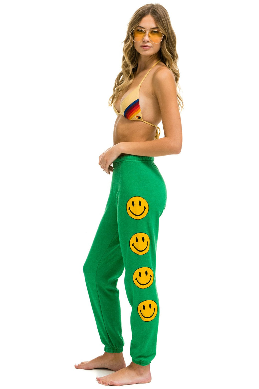 Retro SMILEY 2 SWEATPANTS - KELLY GREEN