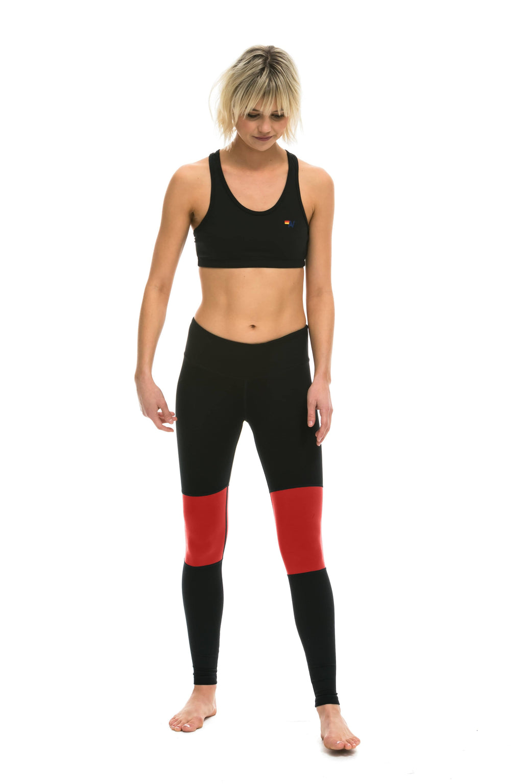Retro SPRINTER FULL LENGTH LEGGINGS - BLACK RED