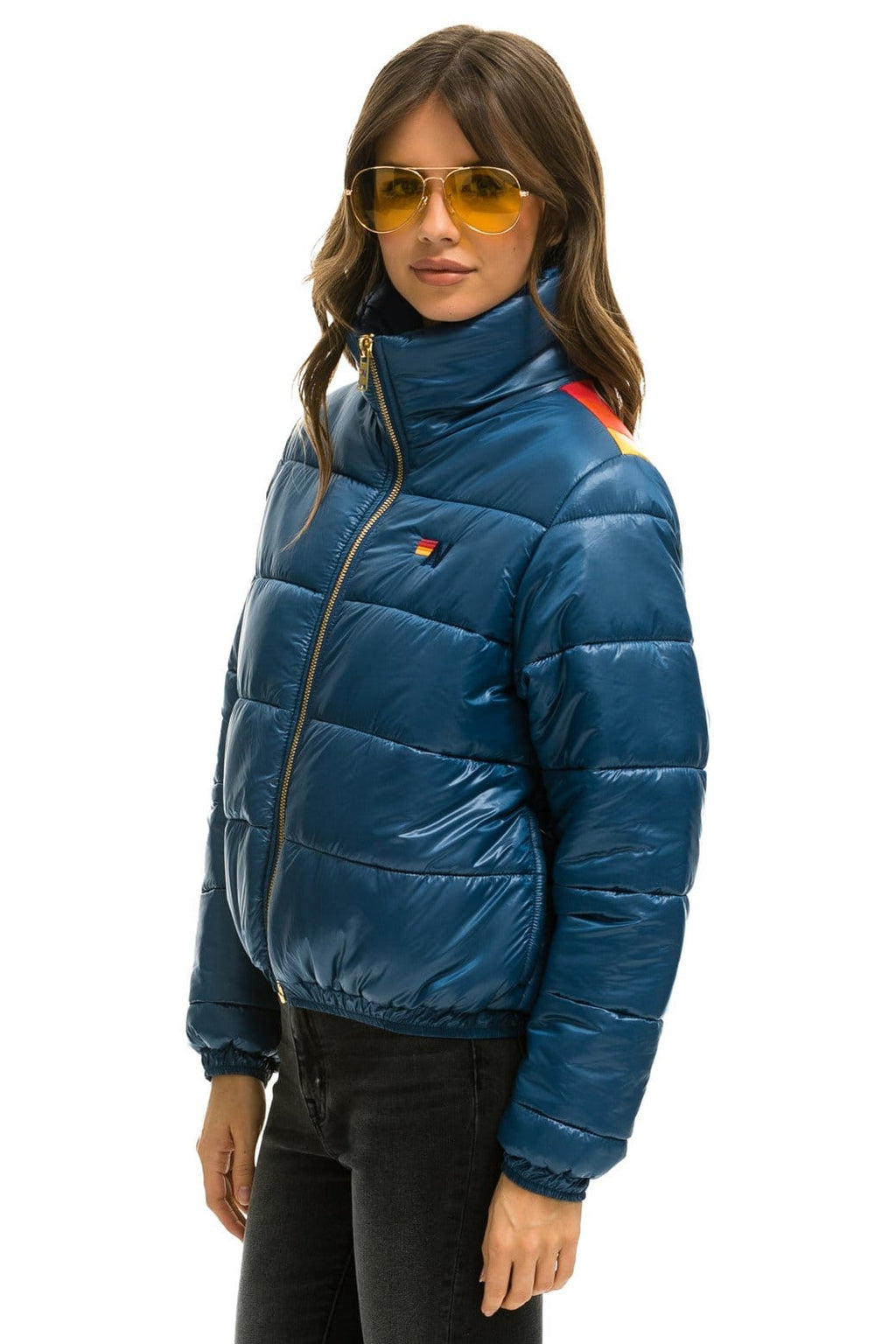 Retro SUNBURST APRES PUFFER JACKET - GLOSSY DEEP BLUE