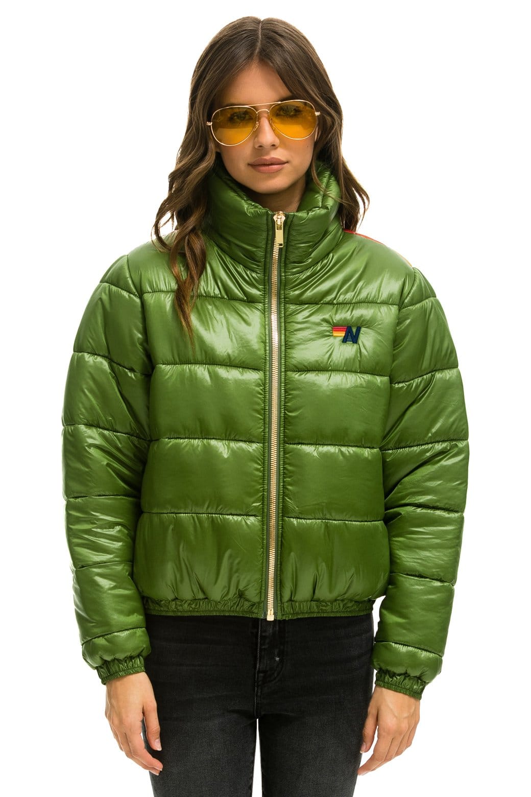 Retro SUNBURST APRES PUFFER JACKET - GLOSSY GARDEN GREEN