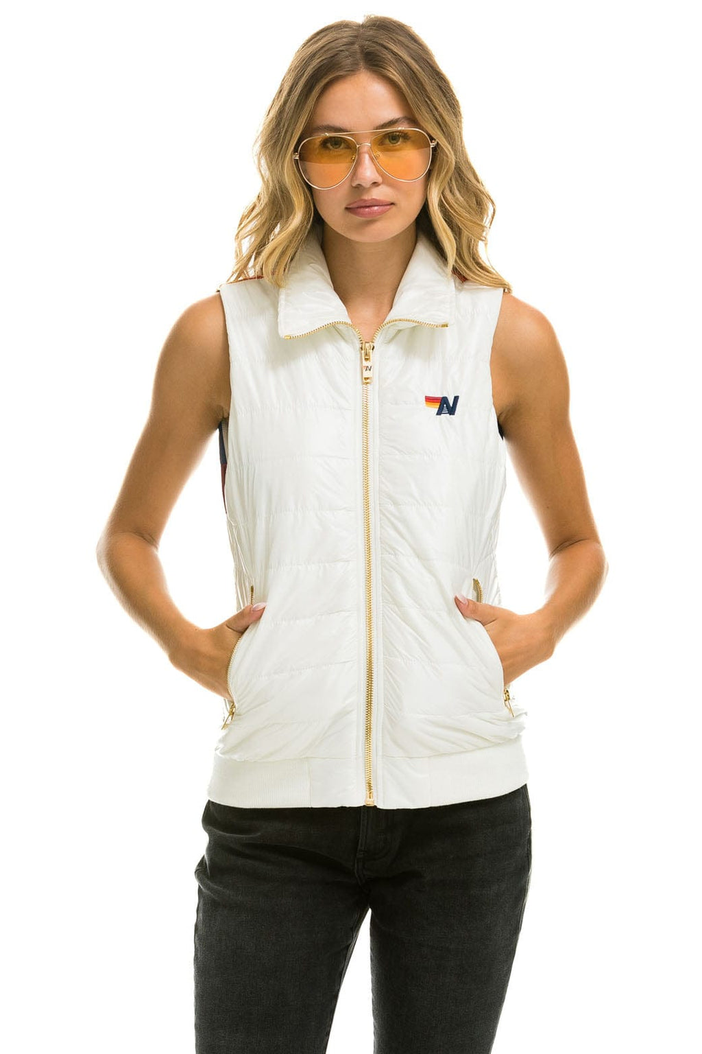 Retro SUNBURST VEST - GLOSSY WHITE